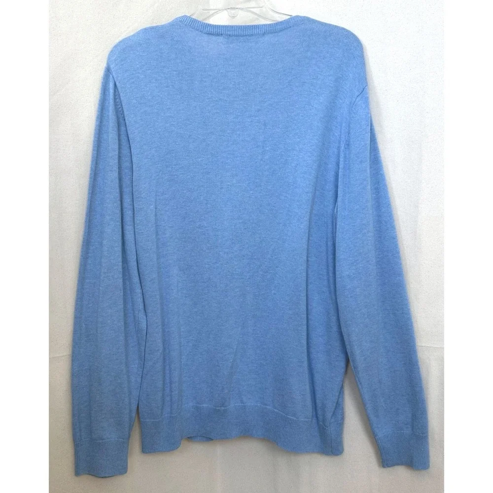 Y2K Old Navy Mens Baby Blue 100% Cotton V-Neck Sweater Sz L Tennis Preppy Office